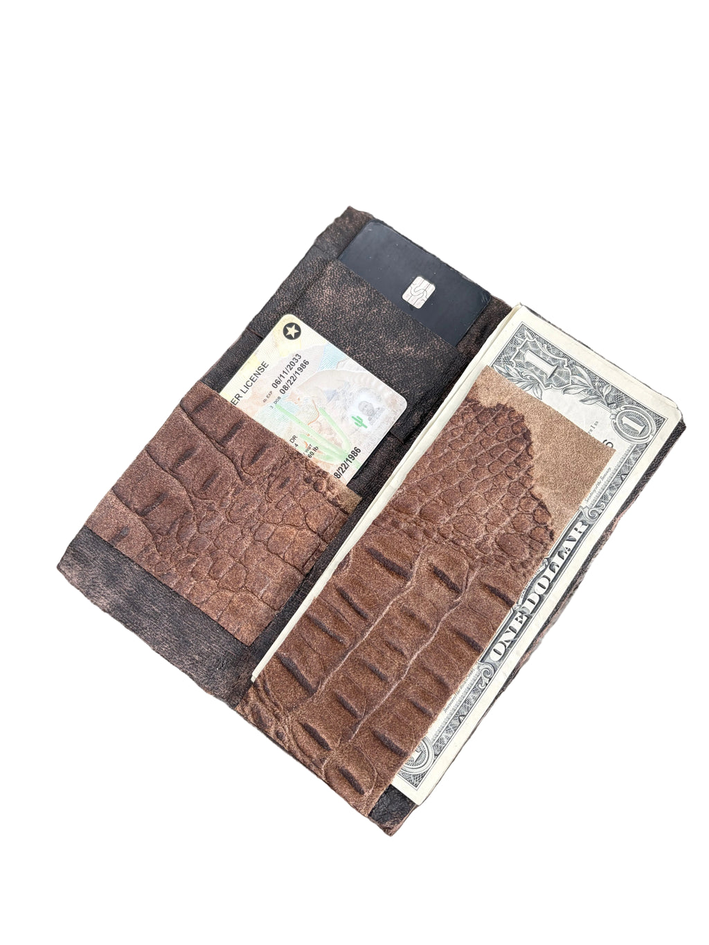 Gator embossed leather wallet