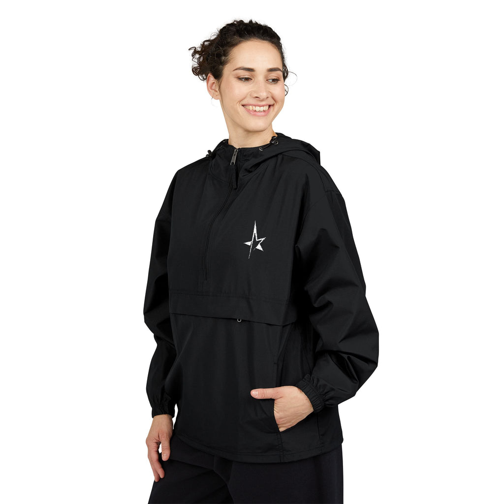 Packable Anorak Jacket — Minimal White Floral Cross Chest Logo