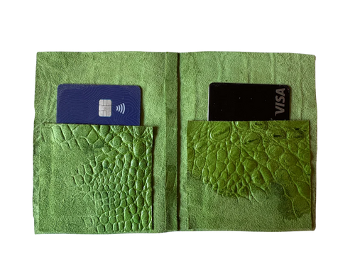 Electric Green Embossed Gator Leather Wallet