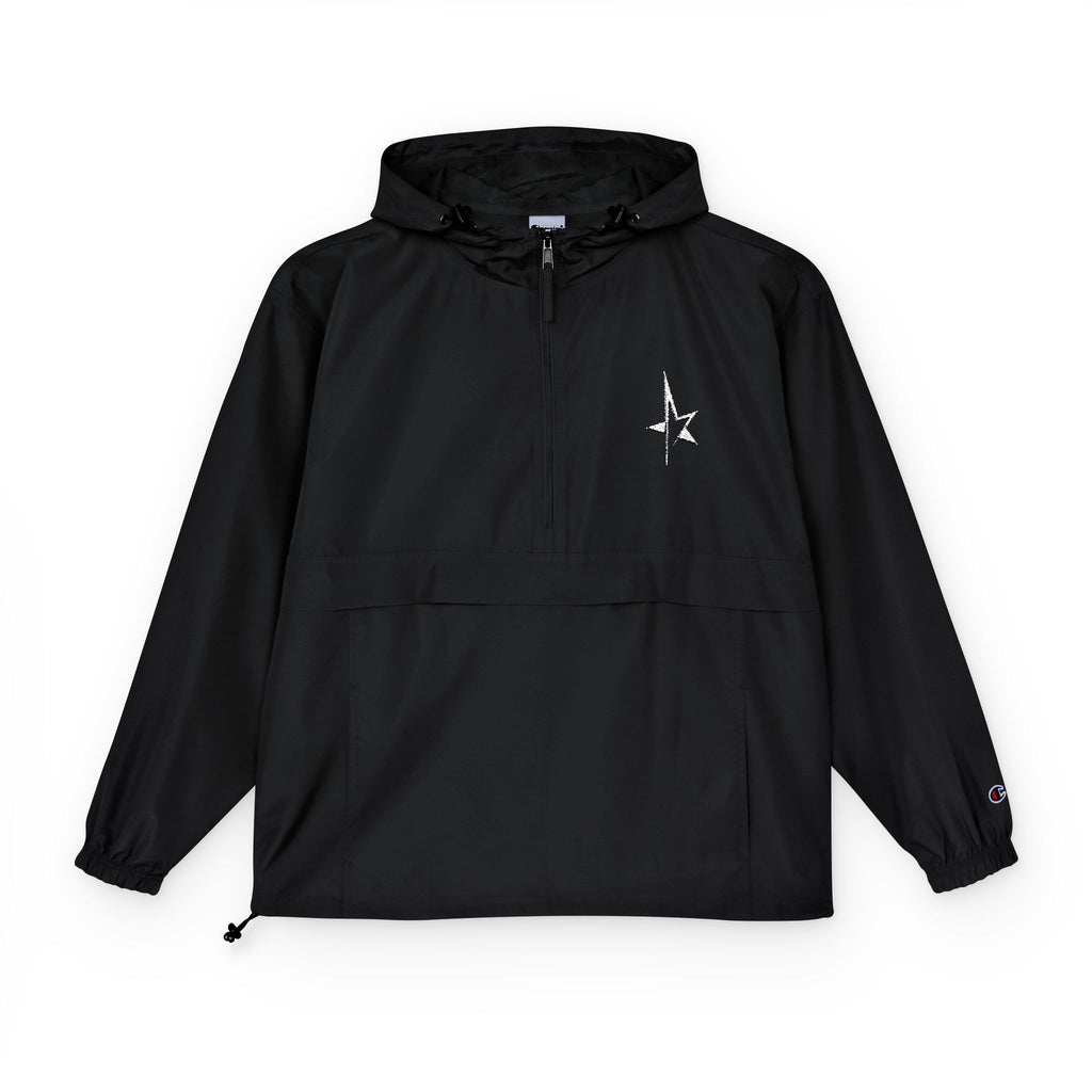 Packable Anorak Jacket — Minimal White Floral Cross Chest Logo