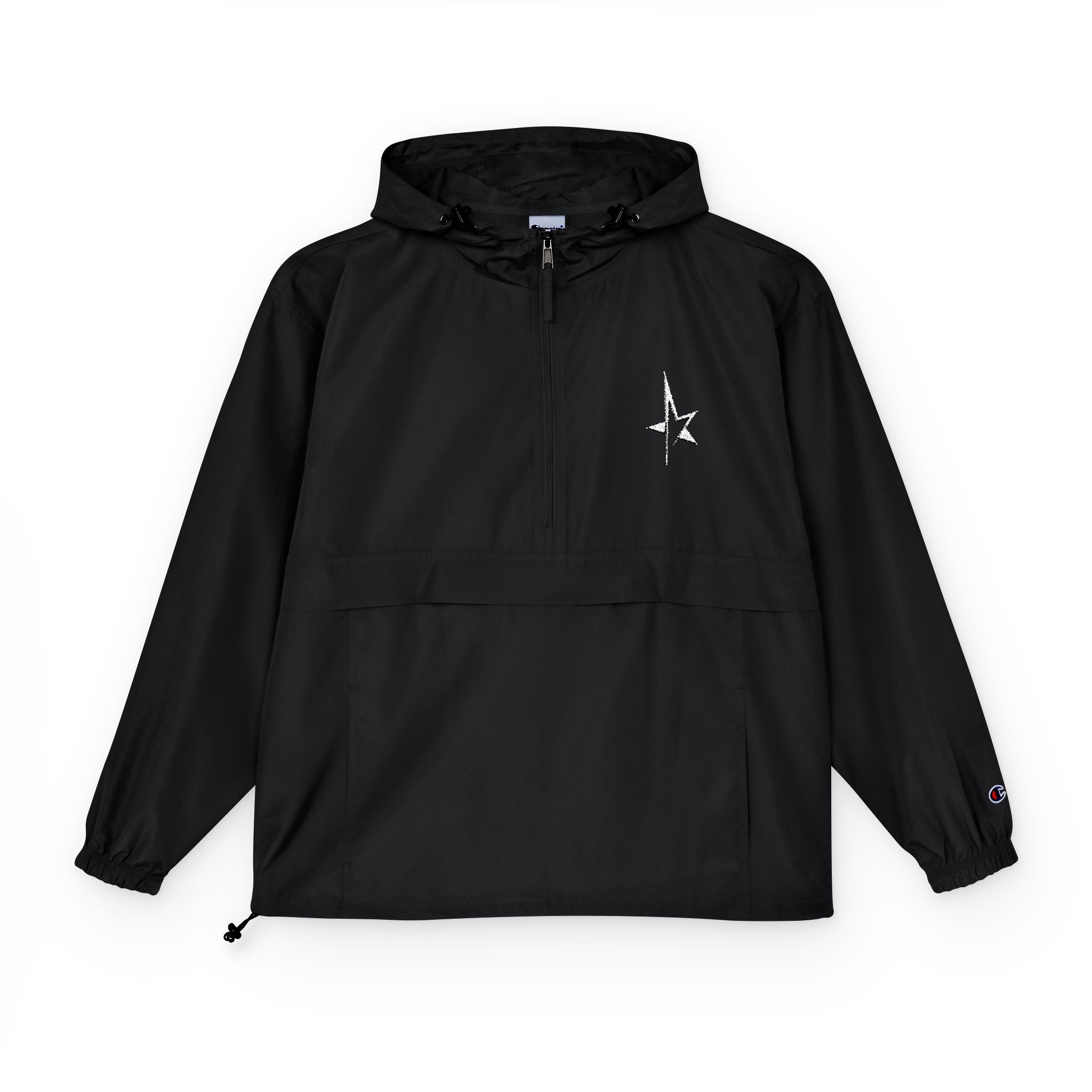 Packable Anorak Jacket — Minimal White Floral Cross Chest Logo
