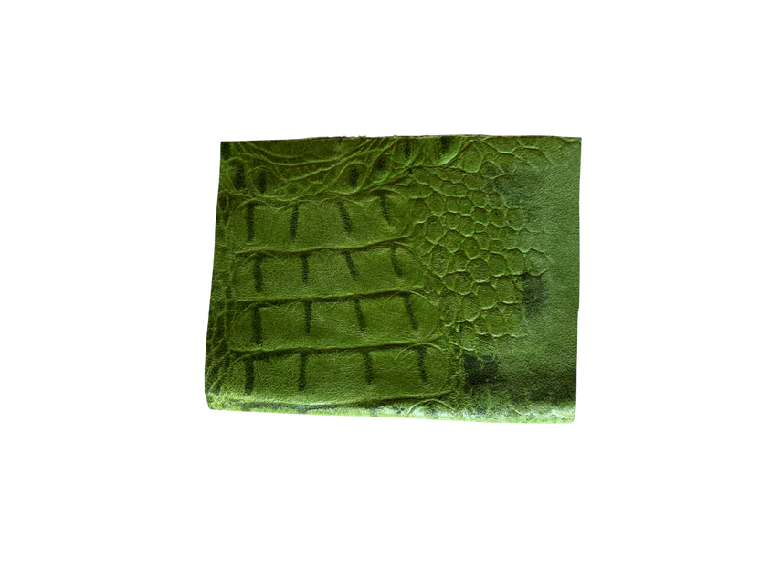 Electric Green Embossed Gator Leather Wallet