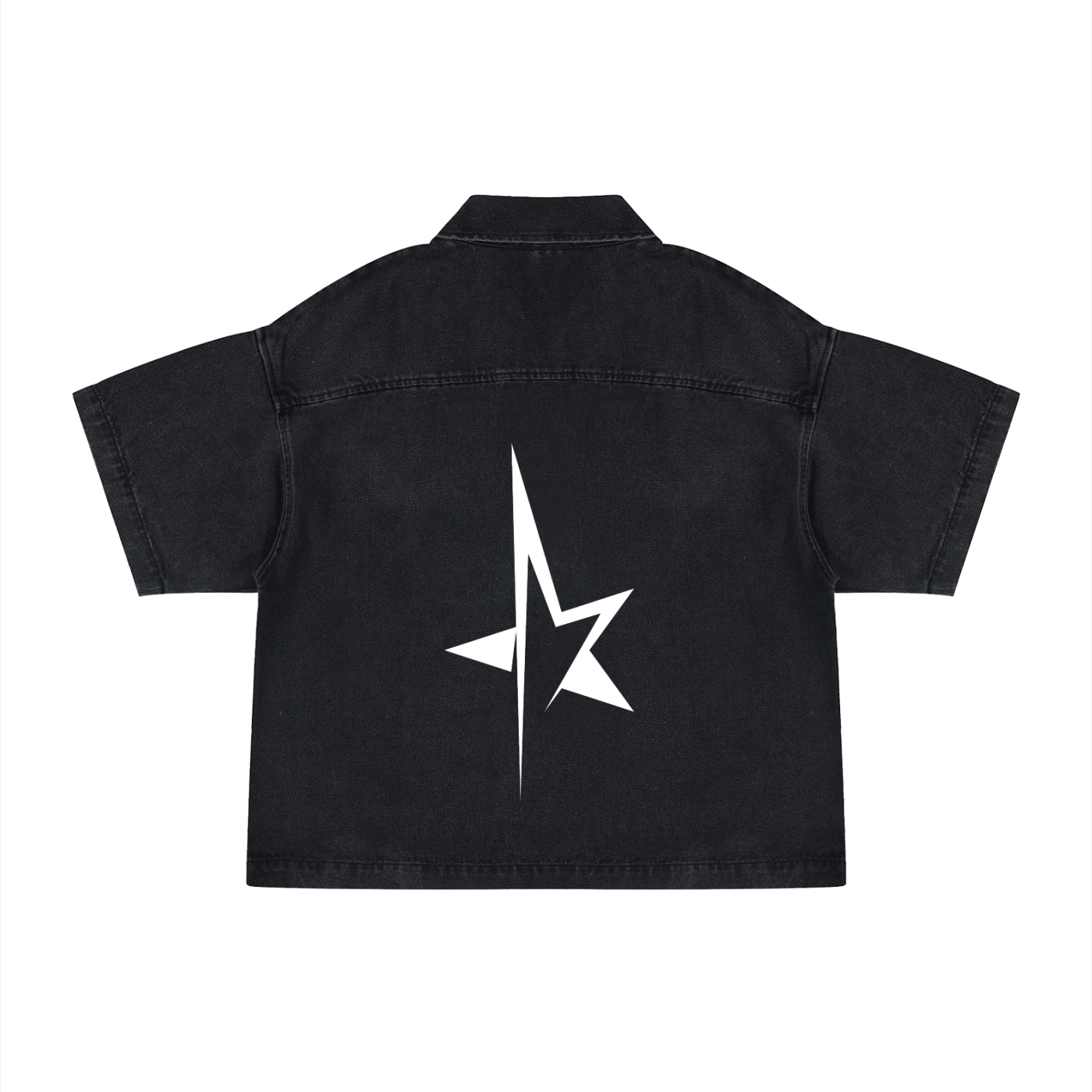Unisex Vintage Wash Boxy Quarter-Zip Denim Shirt
