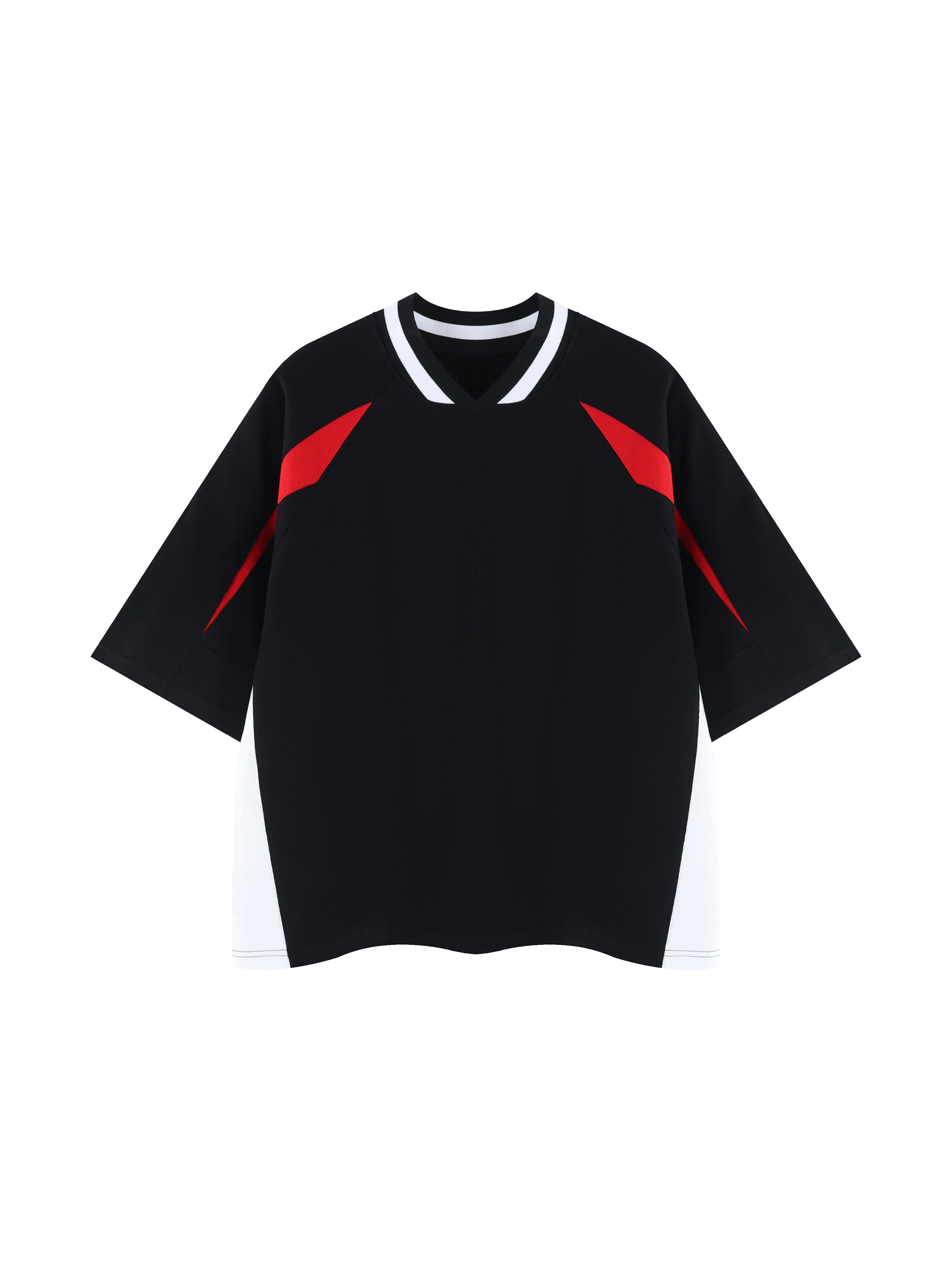 Unisex Oversized Color Block V-Neck T-Shirt